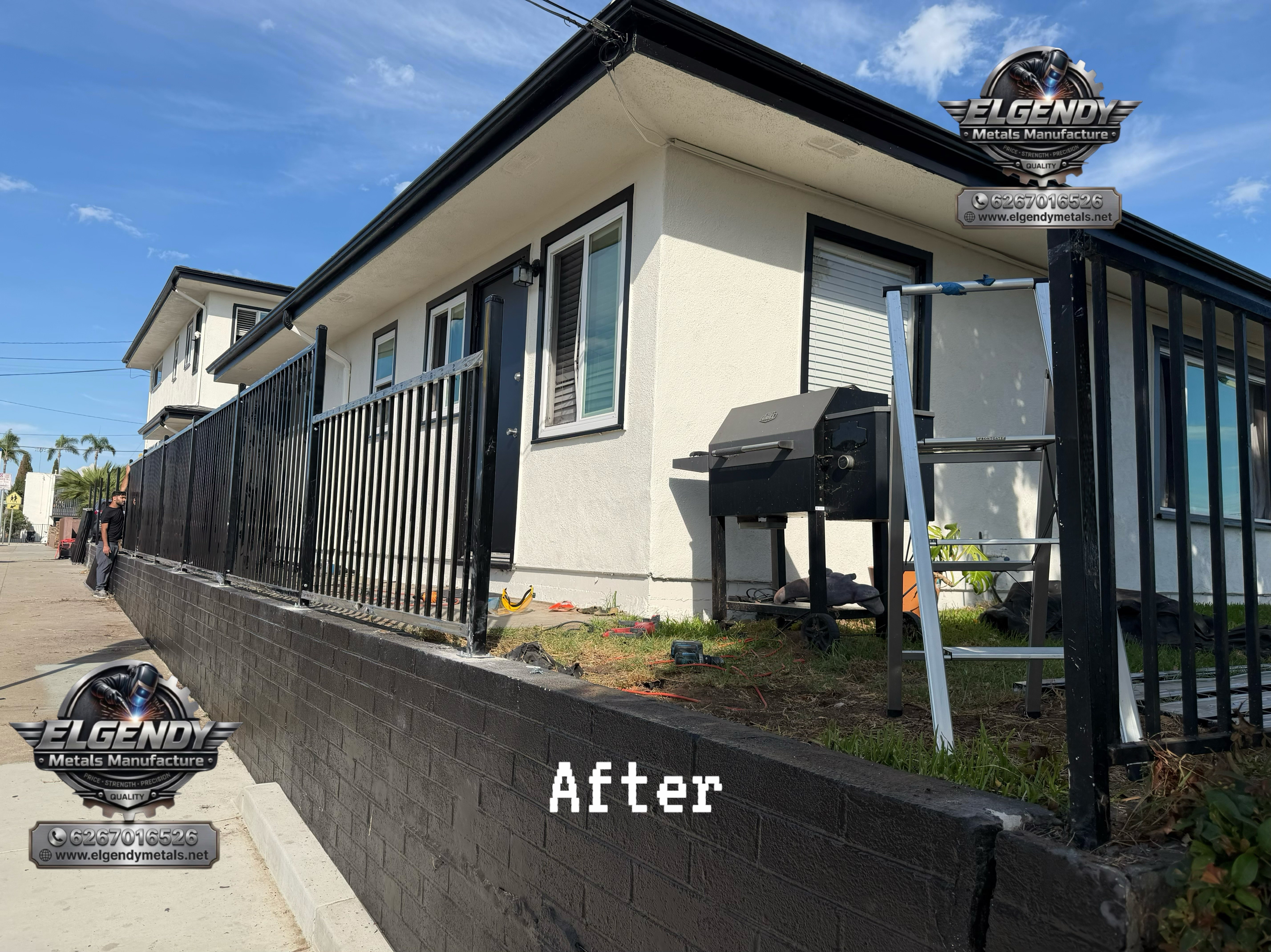 Fence - Modern Residential Iron Fence Installation — view 1